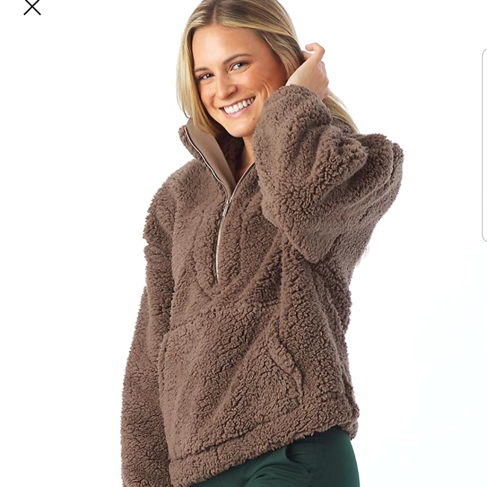 NWOT Zenana Charcoal Gray 1/4 Zip Sherpa Pullover XL
